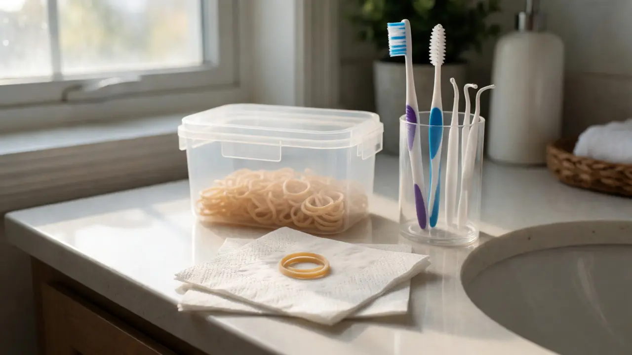Hygienické potřeby pro čištění zubů s rovnátky a náhradní gumičky