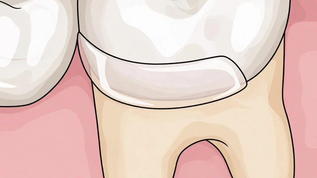 Ilustrace aplikace porcelánové facety na zub pro optické narovnání